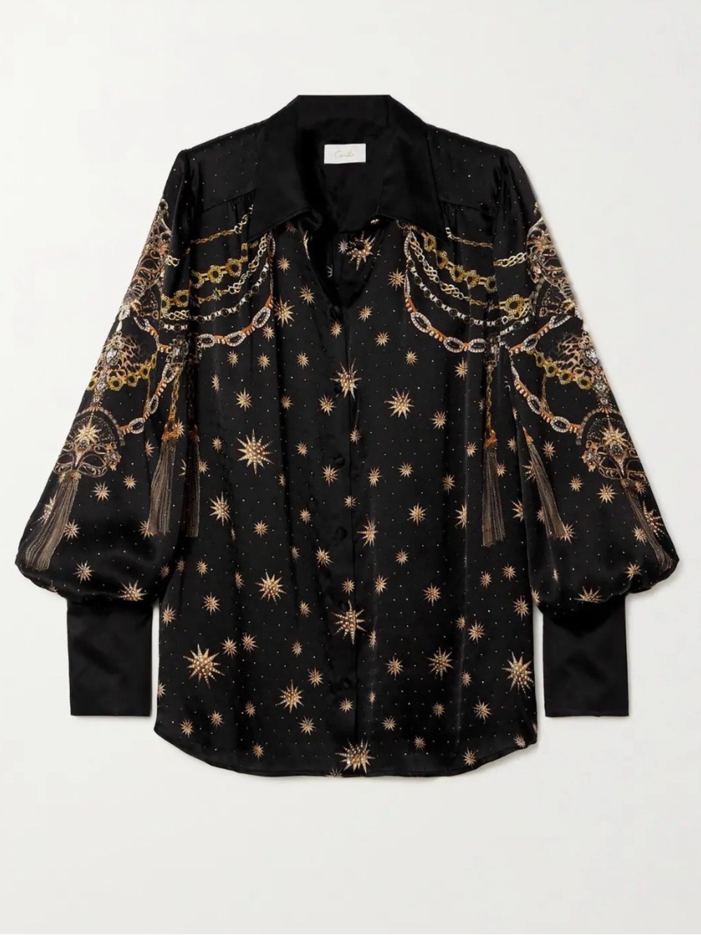 CAMILLA
Crystal-Embellished Silk-Charmeuse Blouse